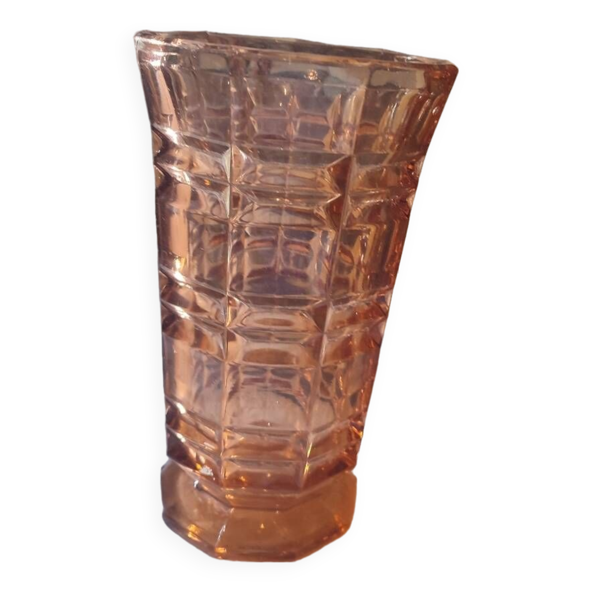 Art Deco style pink molded glass vase