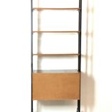 Modular storage cabinet and teak bookcase. Italy, 60s