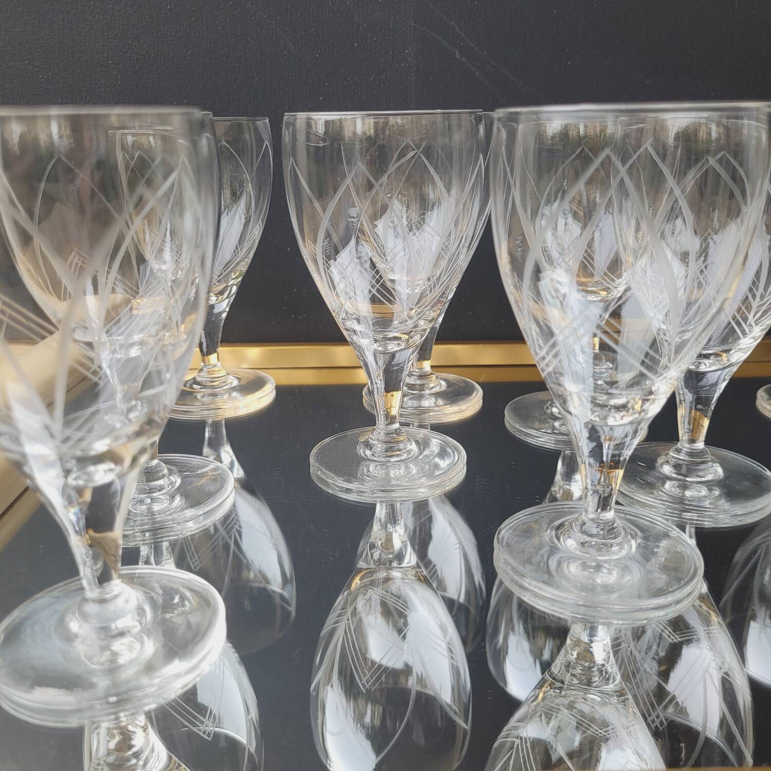 60's chiseled stemmed glasses