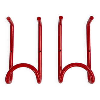Set of 2 red "taka" hooks by Cesare Rota Nodari for Acerbis, 1960