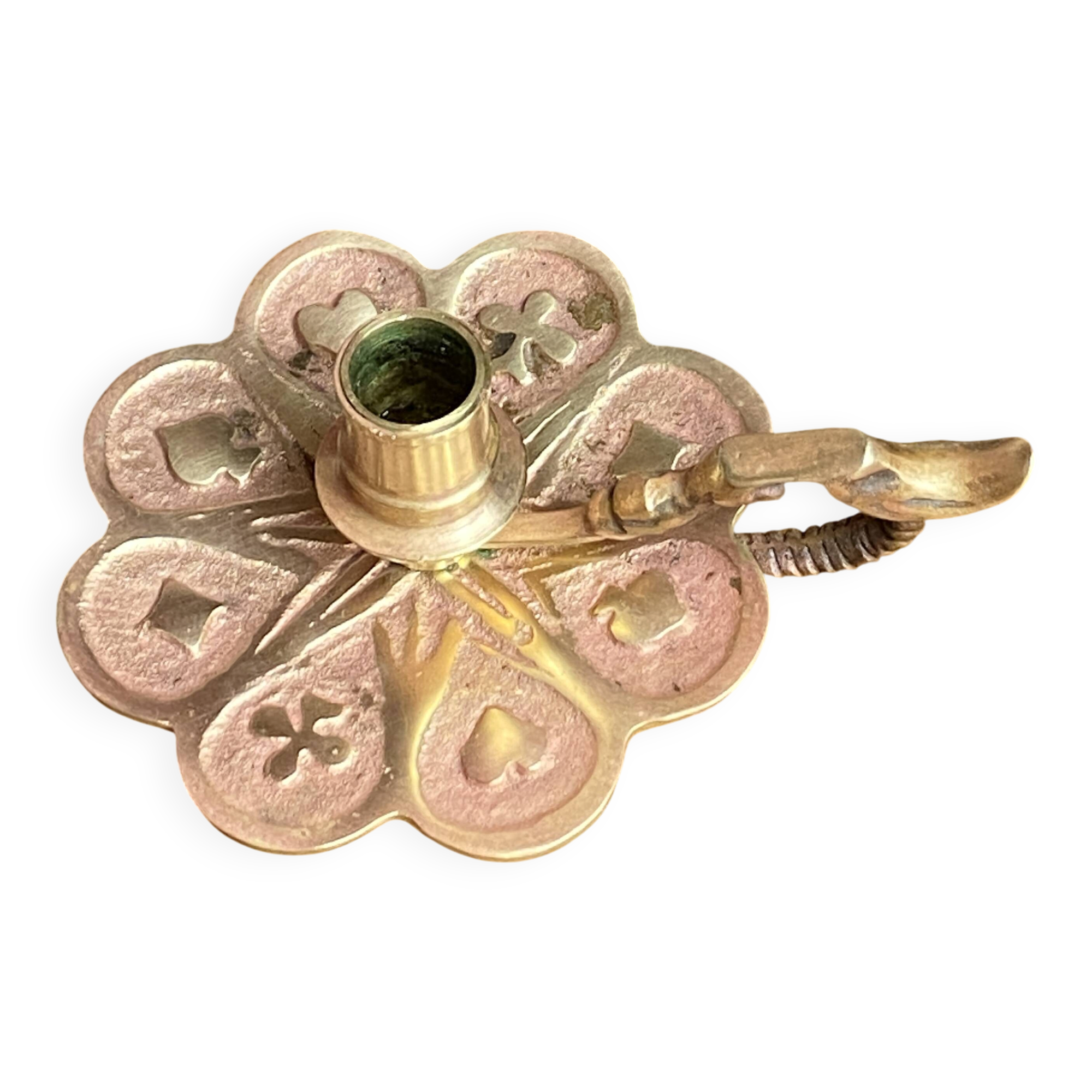 Bronze candlestick, card game decoration