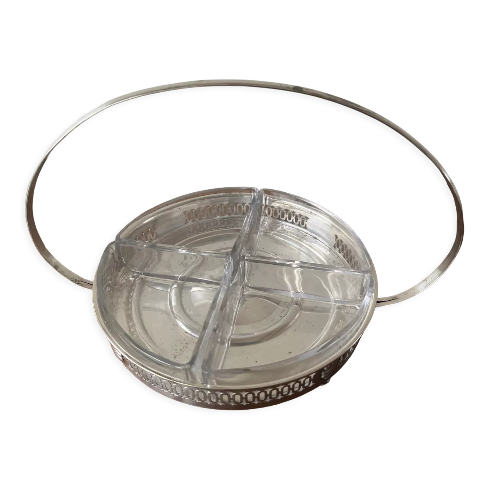 Serving tray with glass raviers