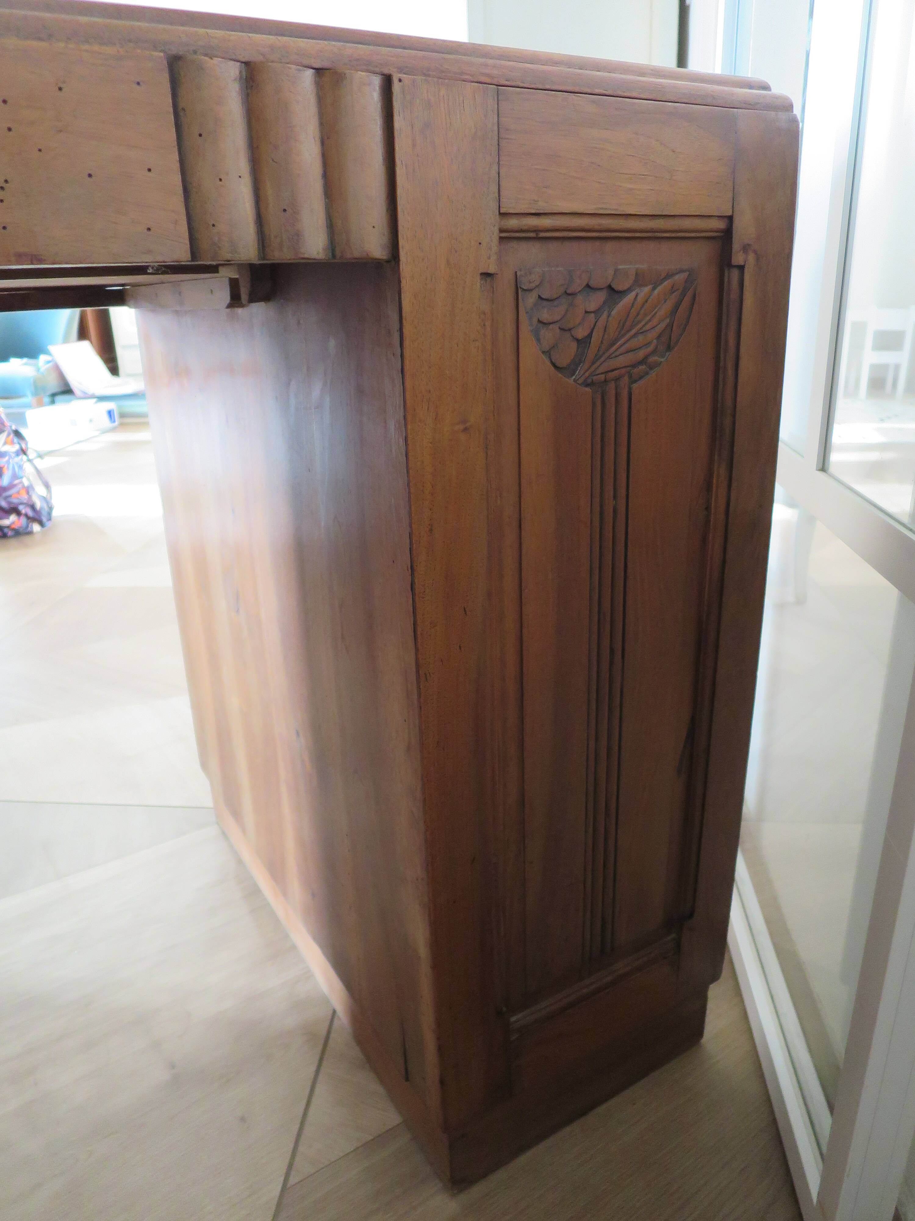 Vintage Art Deco schoolmaster's desk - double-sided - solid wood - 1940s/50s