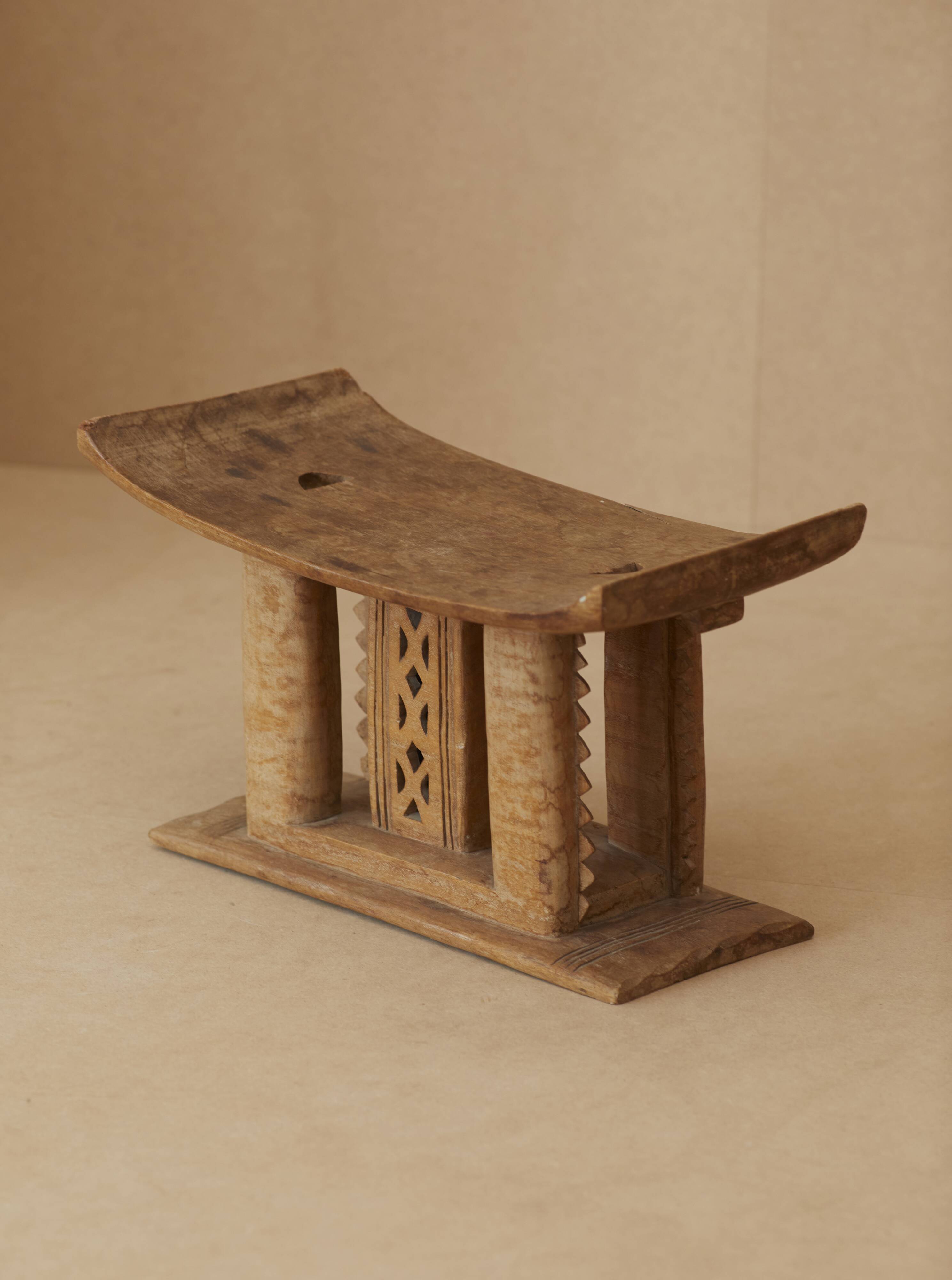 African Ashanti monoxyl stool in solid wood circa 1950