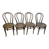 Set of 4 Authentic Thonet Chairs No. 18 – Bent Wood and Rattan