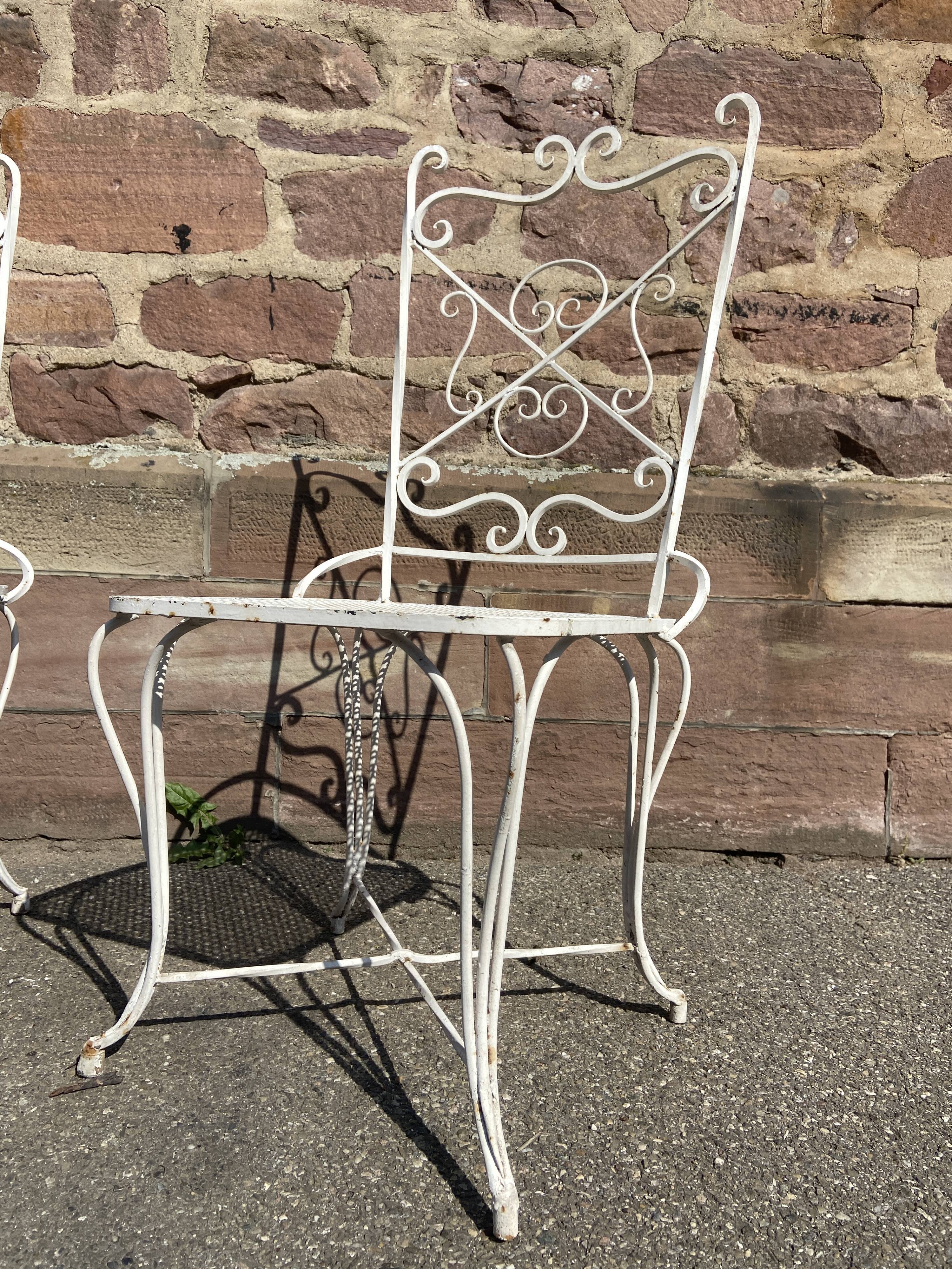 pair of garden chairs wrought iron vintage french iron chairs 1970 - 80