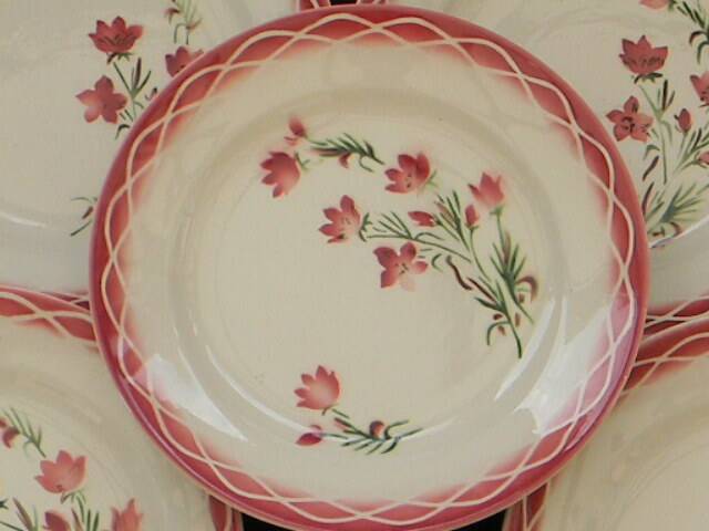 Set of 6 digoin sarreguemines earthenware dinner plates. aude model.