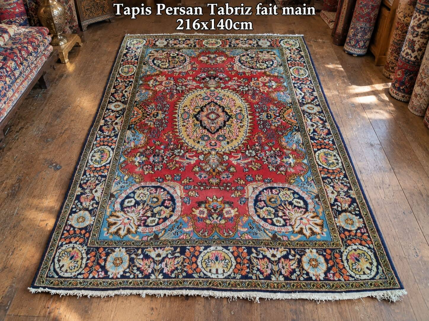 Handmade Tabriz Persian rug 216x140cm
