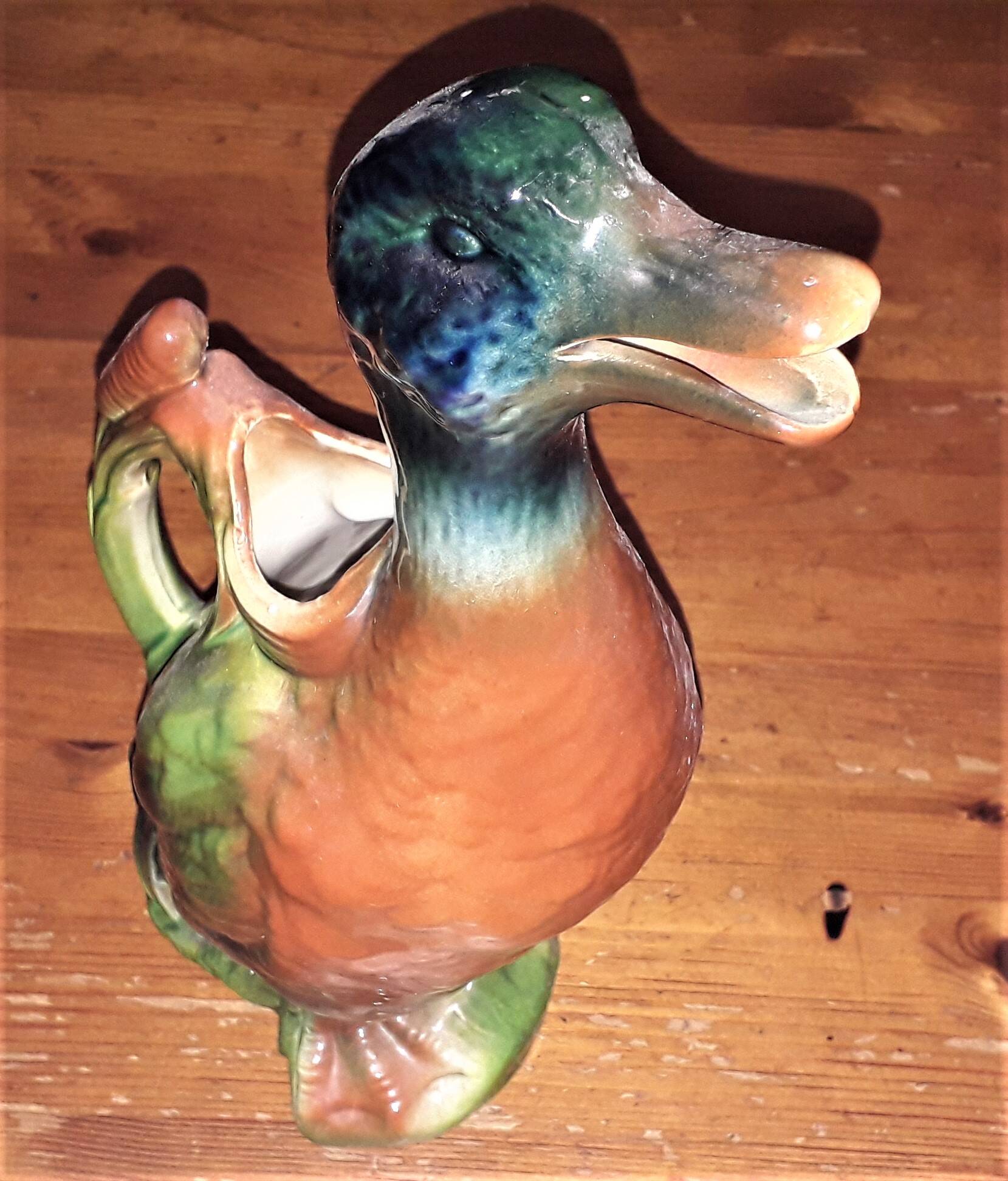 Saint Clément Earthenware Pitcher, Carafe, water pot, duck, Calais