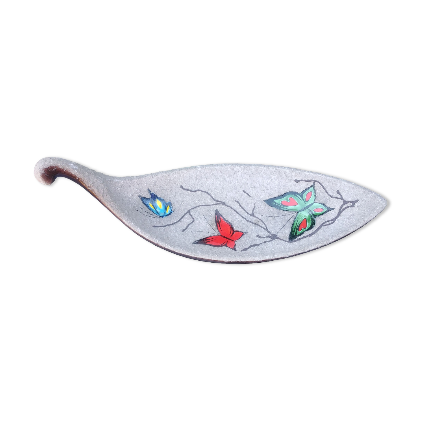 Fruit cup vintage 50s ceramic glazed style brutalist decoration butterflies