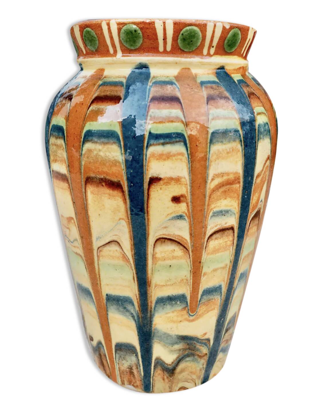 Handcrafted vase with glazes, 1970s