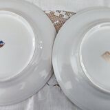 Set of 8 PL France porcelain dinner plates, water green marli and frieze