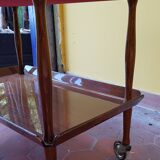 SERVING TROLLEY BAR TABLE ON WHEELS VINTAGE 2 TRAYS