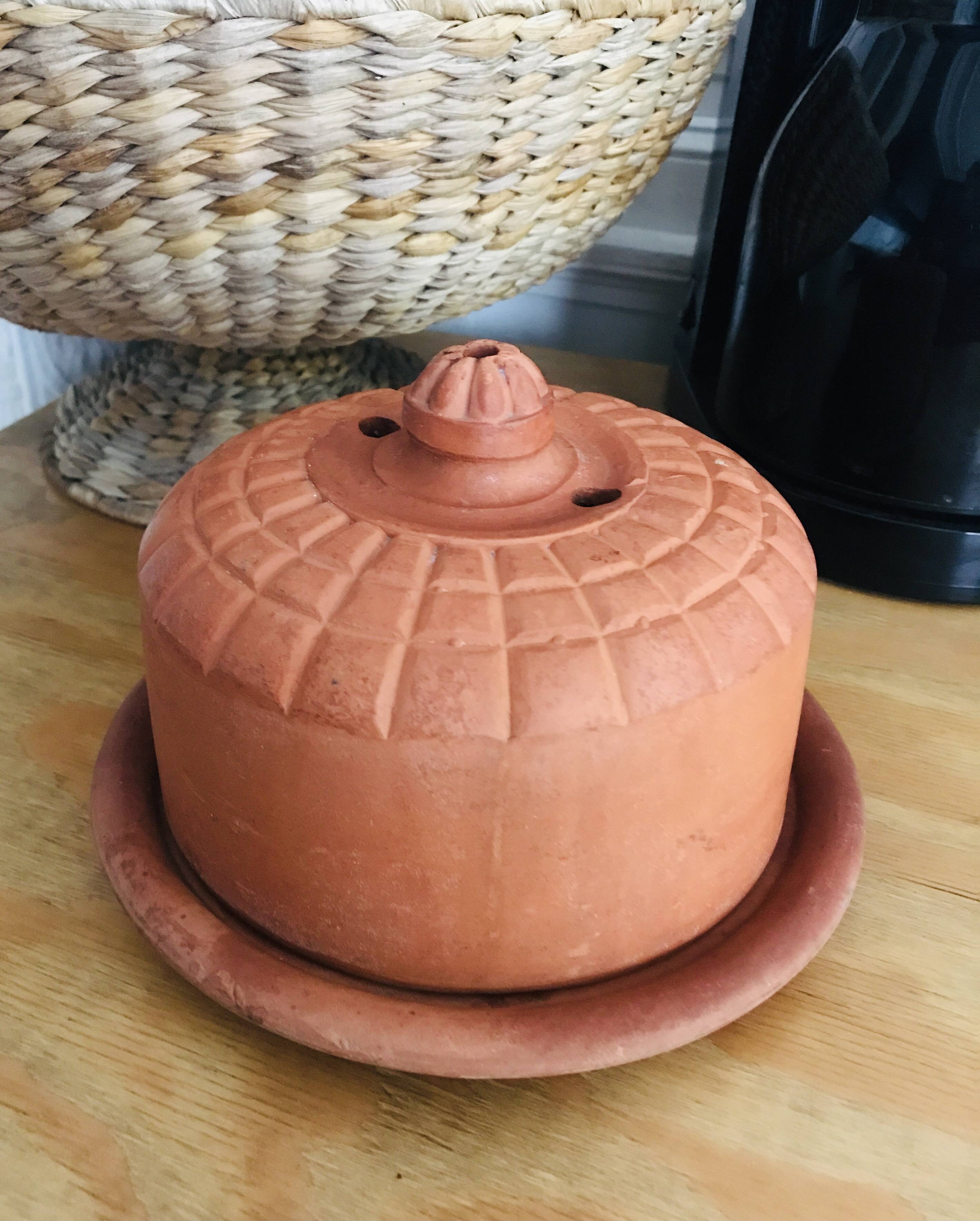 Old terracotta butter dish