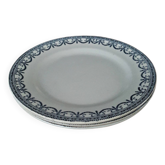 3 assiettes plates terre de fer Salin modèle Guirlandes Louis XVI