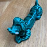 Green ceramic dog knife holder