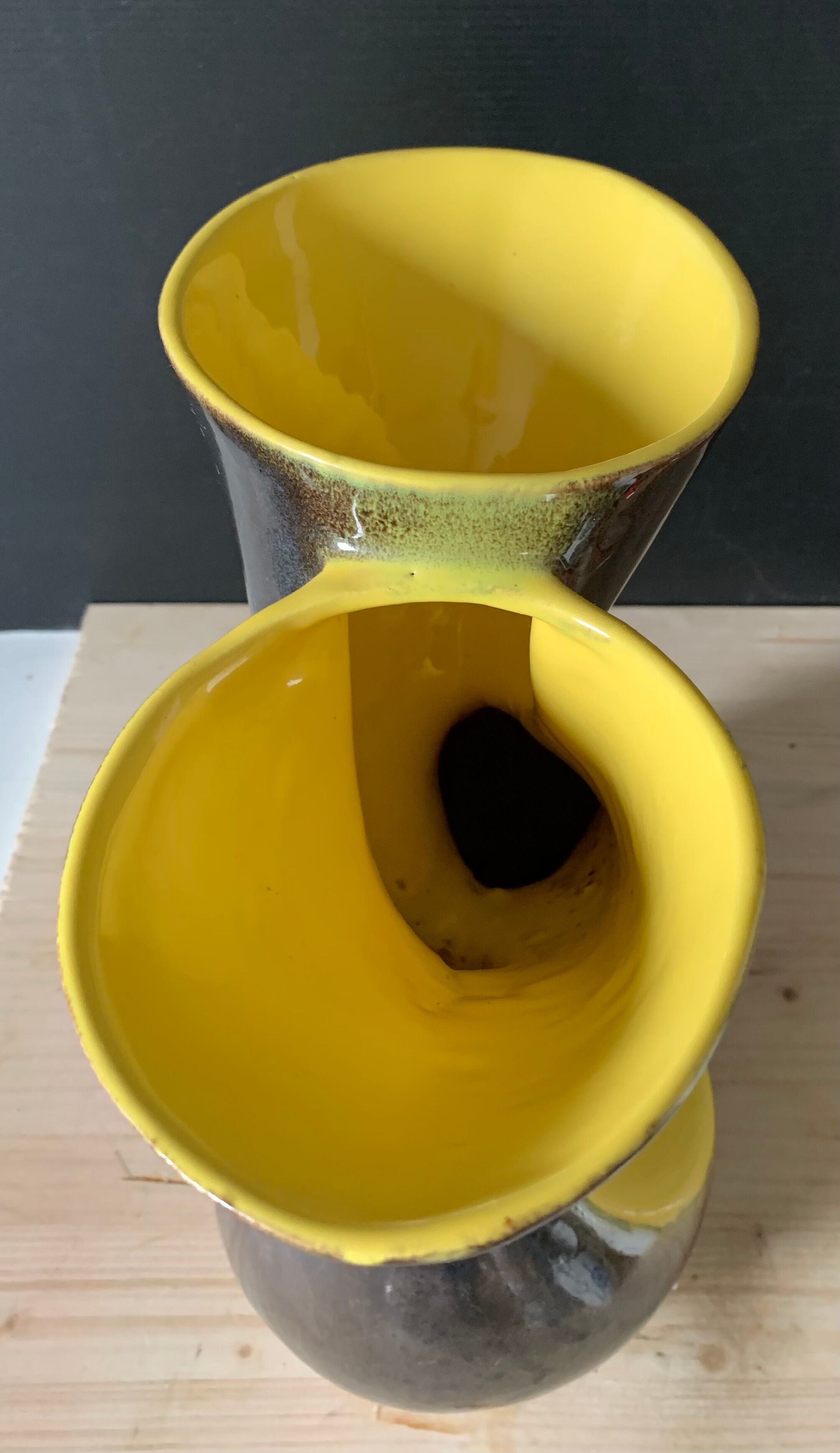 Large yellow and black vase