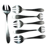 Gulden set of 6 art deco dessert forks in silver-plated metal 13 cm alsace