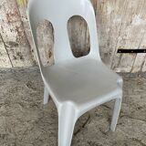 Antique chair stamp design henri massonnet plastic grey 80's vintage