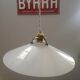 Suspension lampshade old opaline white smooth spirit walkman Art Deco 1930 TBE ø 25 cm