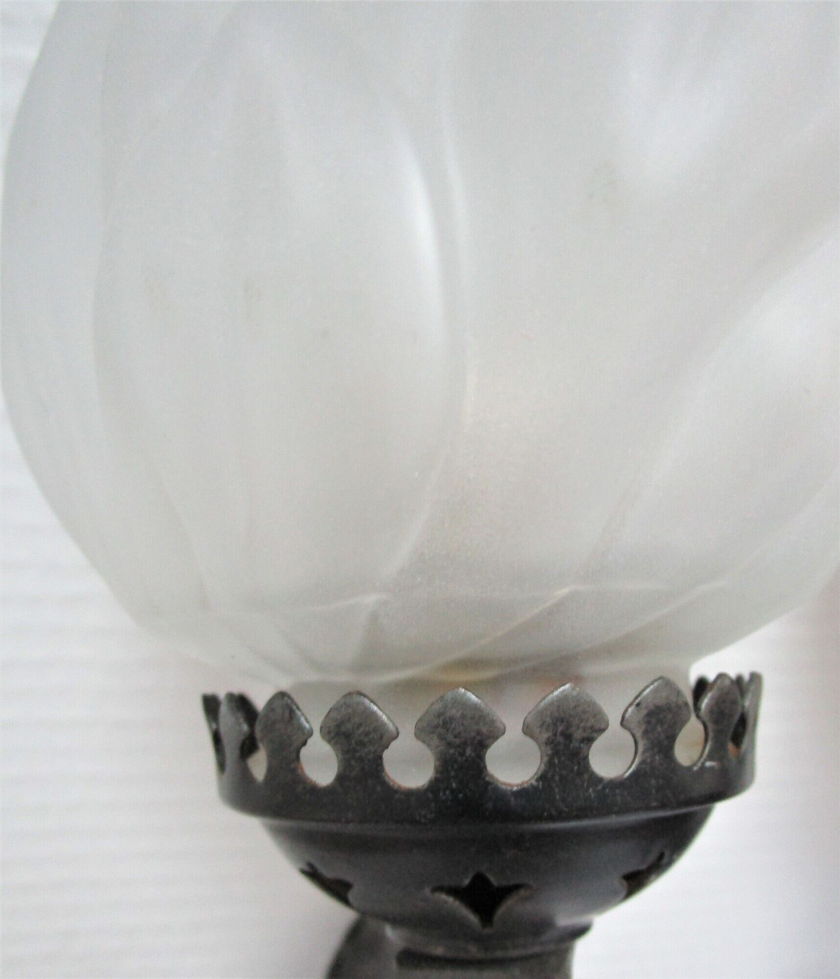 Pair of wall lamps torch glass flame and metal early XXth