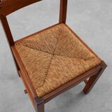 Deux chaises en chêne et osier brutalisme moderne du milieu du siècle, 1960