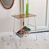 Metal and Formica magazine rack side table