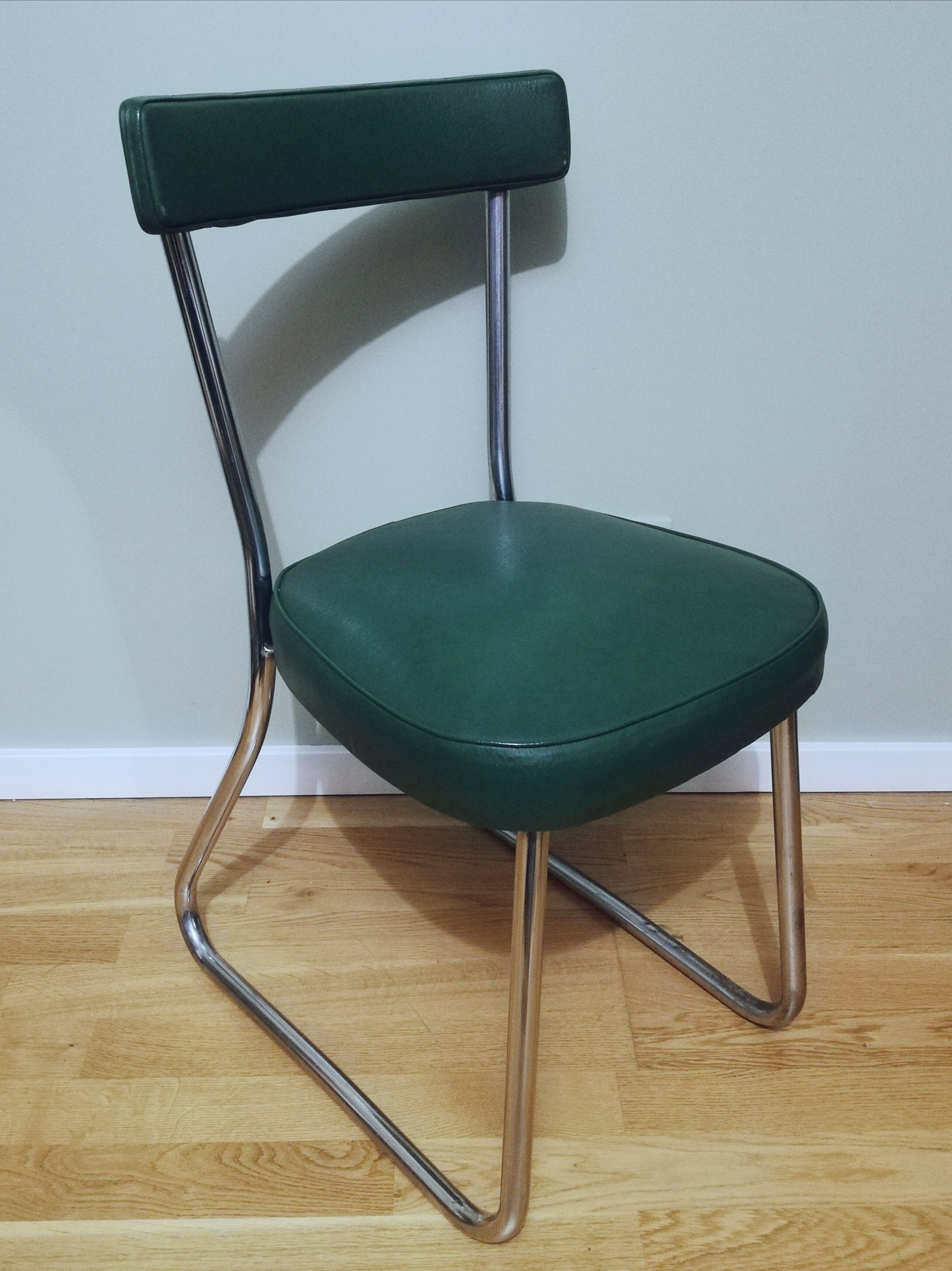 Industrial office chair called "sleigh" chair