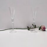 Pair of Vintage Transparent Crystal Flutes attributed to Baccarat