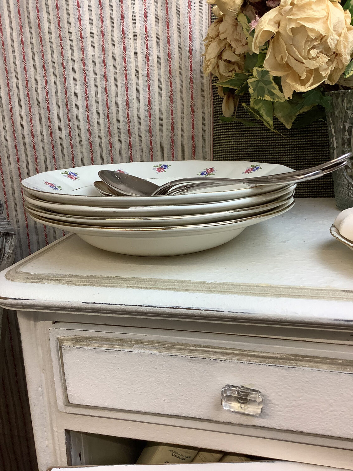 4 Vintage deep plates made in France Digoin Sarreguemines