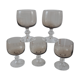 Lot de 5 verres à pieds en verre fumé années 70