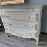 Louis XV-style patinated grey chest of drawers