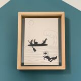 Illustration rabbits in paddle