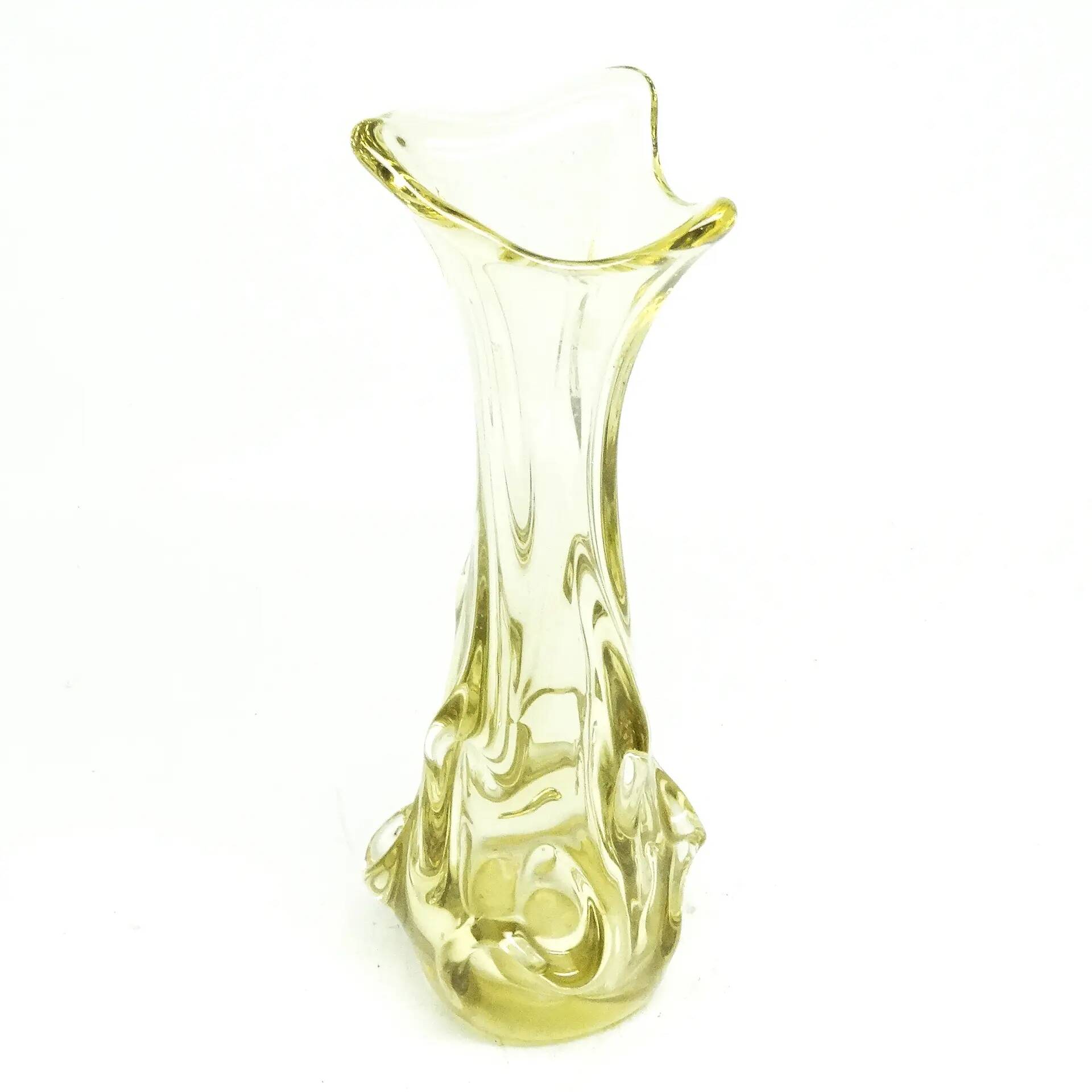Vase postmoderne, verre jaune, Pologne, années 1970