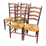 Lot 4 chaises paillees