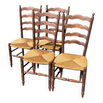 Lot 4 chaises paillees