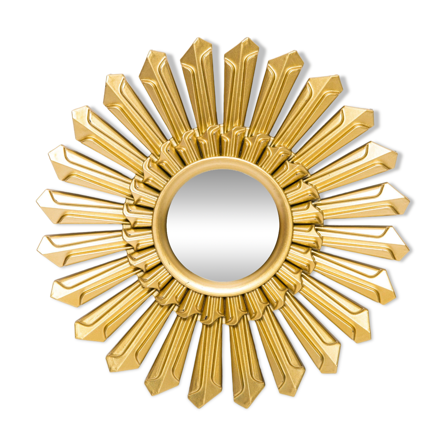 Miroir petit soleil italien vintage doré milieu du siècle, Italie, années 1960
