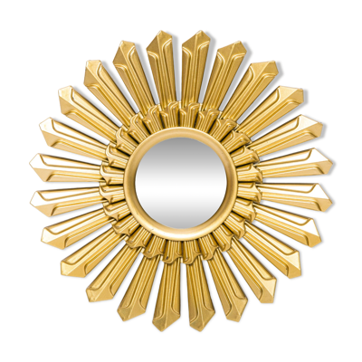 Miroir petit soleil italien vintage doré milieu du siècle, Italie, années 1960