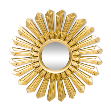 Small vintage Italian sun mirror, gold, mid-century, Italy, 1960s.