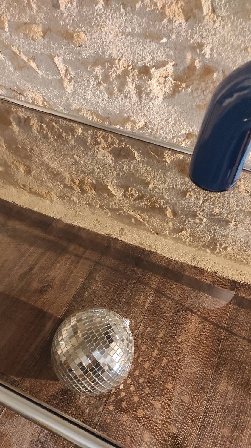 70's smoked tubular table