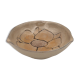 Vintage beige ceramic bowl, signed Atelier La Roue, Vallauris - 1960s