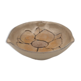 Vintage beige ceramic bowl, signed Atelier La Roue, Vallauris - 1960s