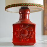 Red ceramic table lamp from Germany, 1970s