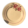 Lot of 12 dinner plates in faïence motif "roses" in bordeaux tones