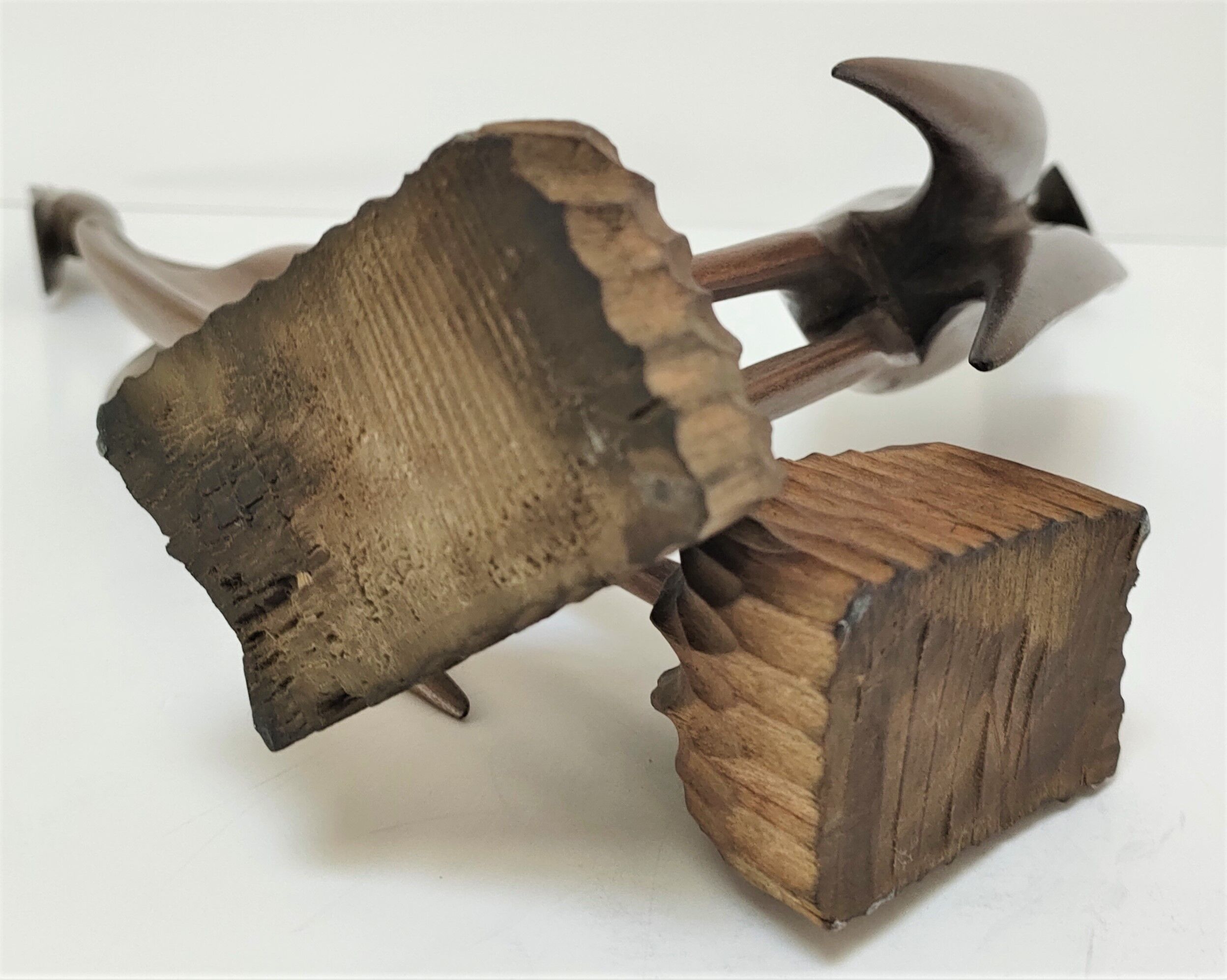 Pair of birds sculptural solid wood design 60s-70s