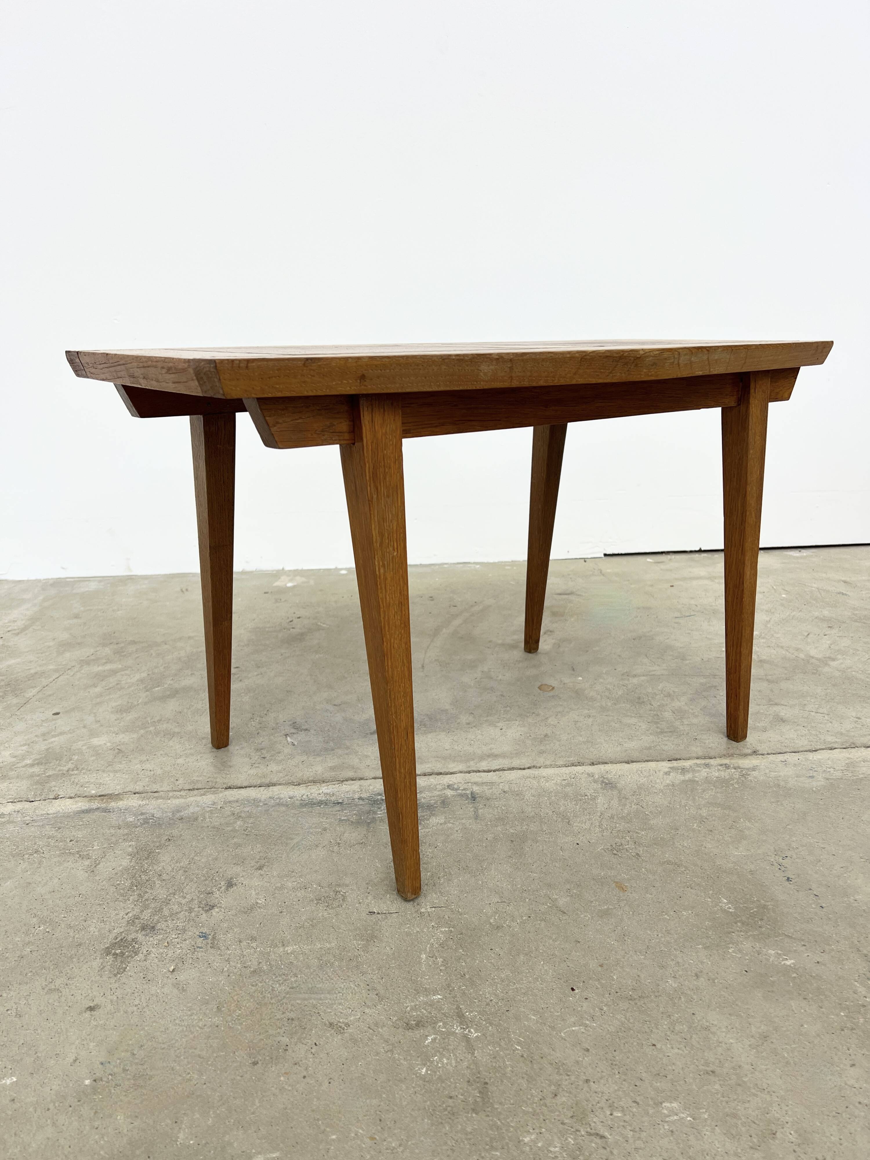 Small Coffee Table 50s – Geometric Marquetry & Compass Legs