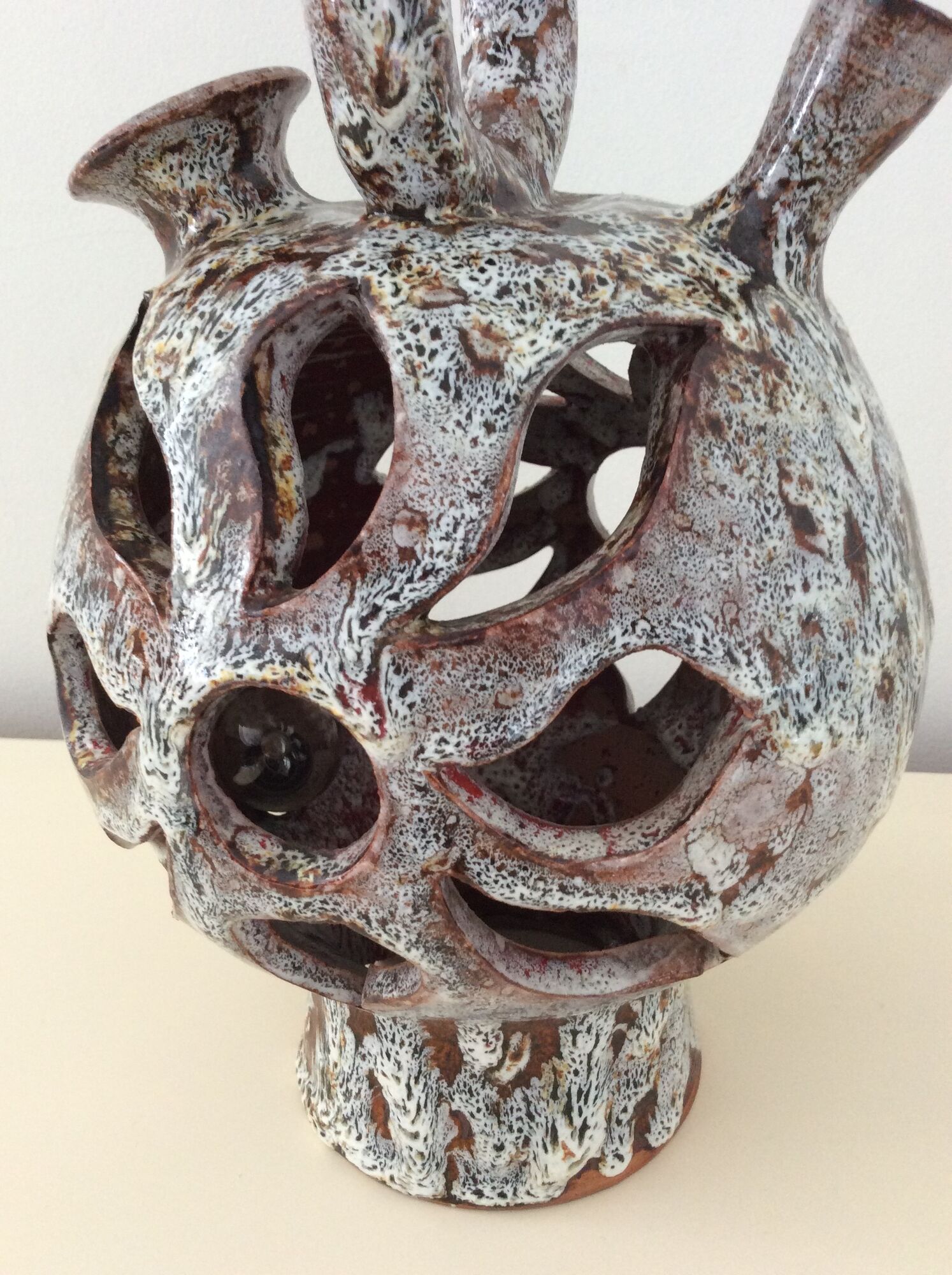 Vallauris lamp from the 60s in openwork ceramic