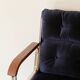 Vintage wood and metal velvet armchair