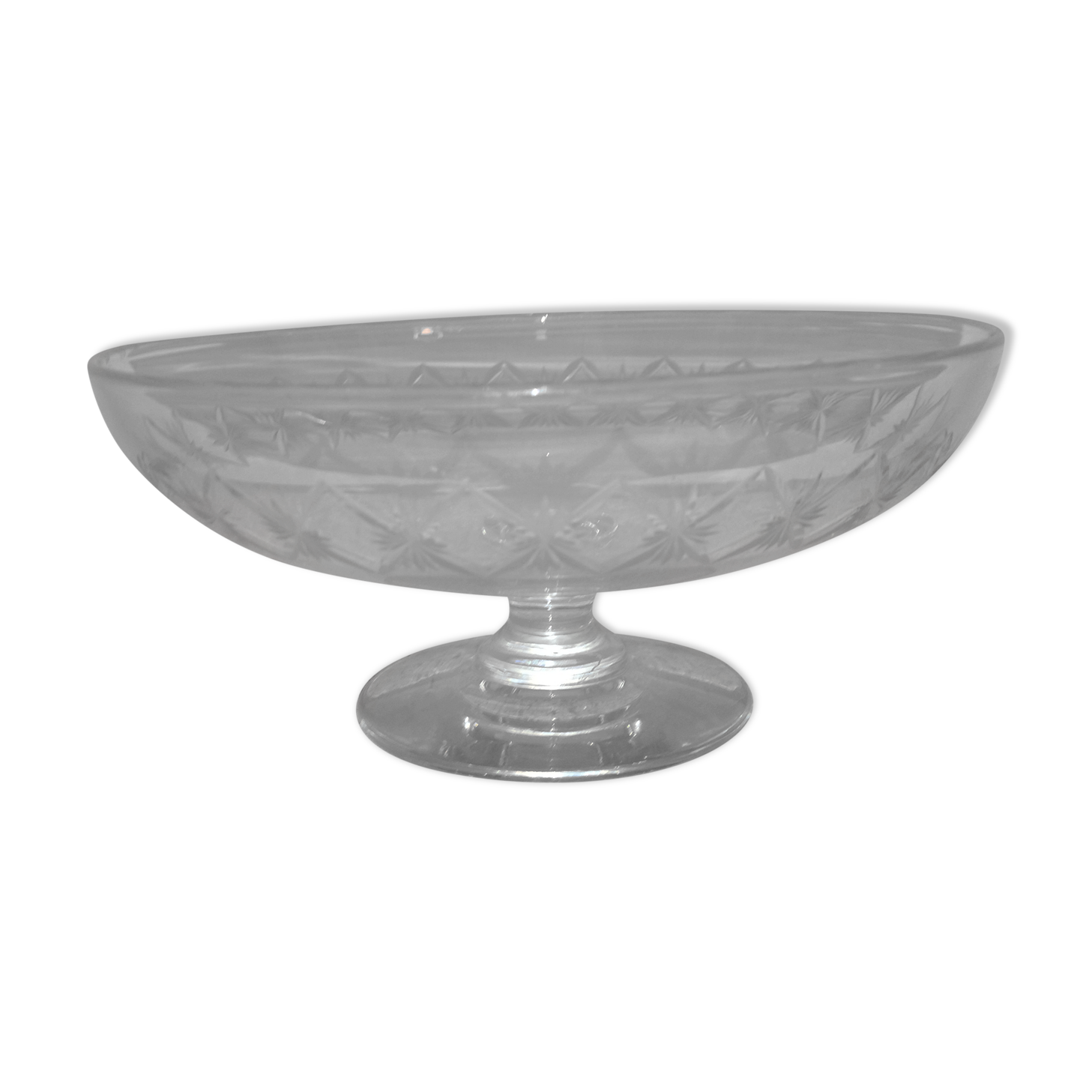 Cut-and-die compotier on pedestal cut glass