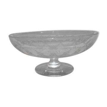Cut-and-die compotier on pedestal cut glass